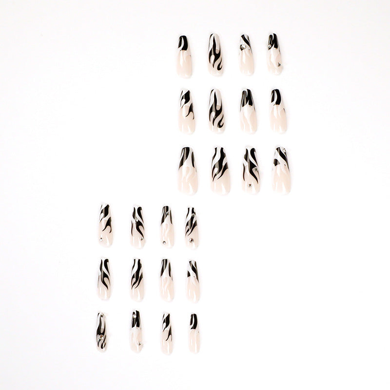 Artful Nail Extensions with Elegant Fire Pattern Stornfield
