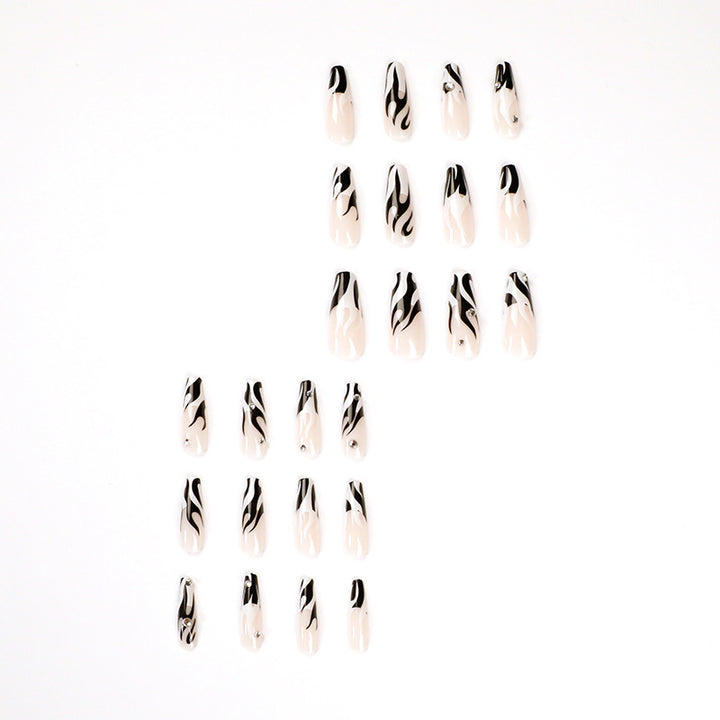 Artful Nail Extensions with Elegant Fire Pattern Stornfield