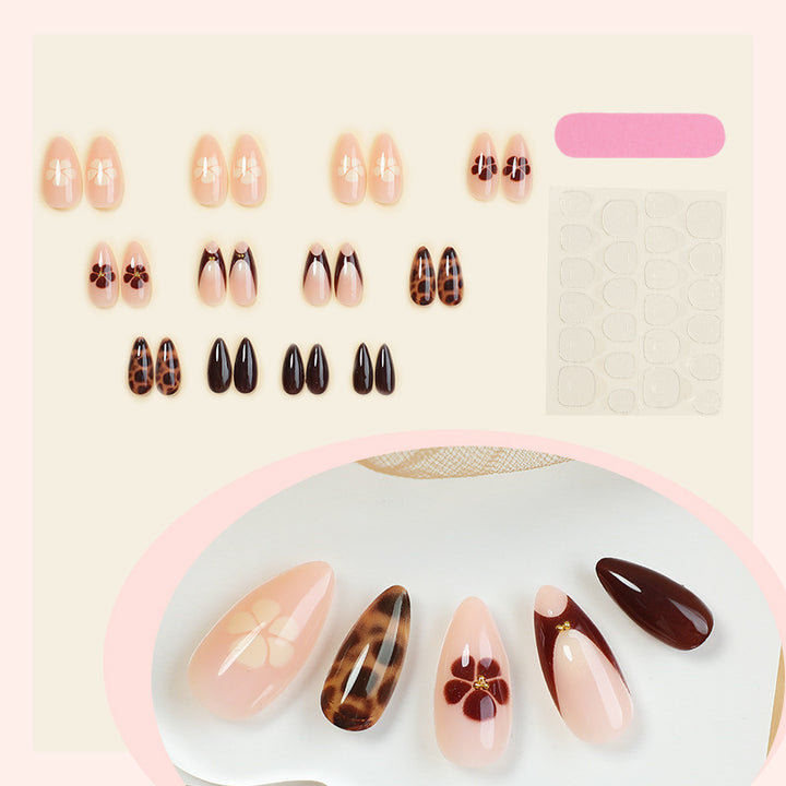 Artistic Press-On Nail Kit with Floral and Animal Prints Stornfield
