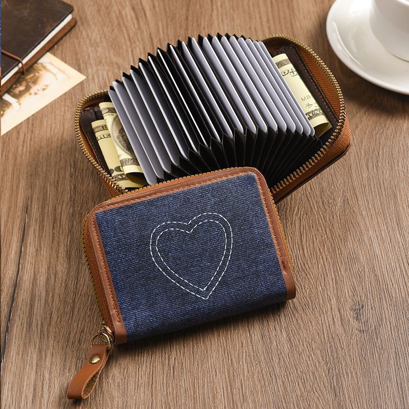 Zip-Around Denim Heart Coin Wallet Stornfield