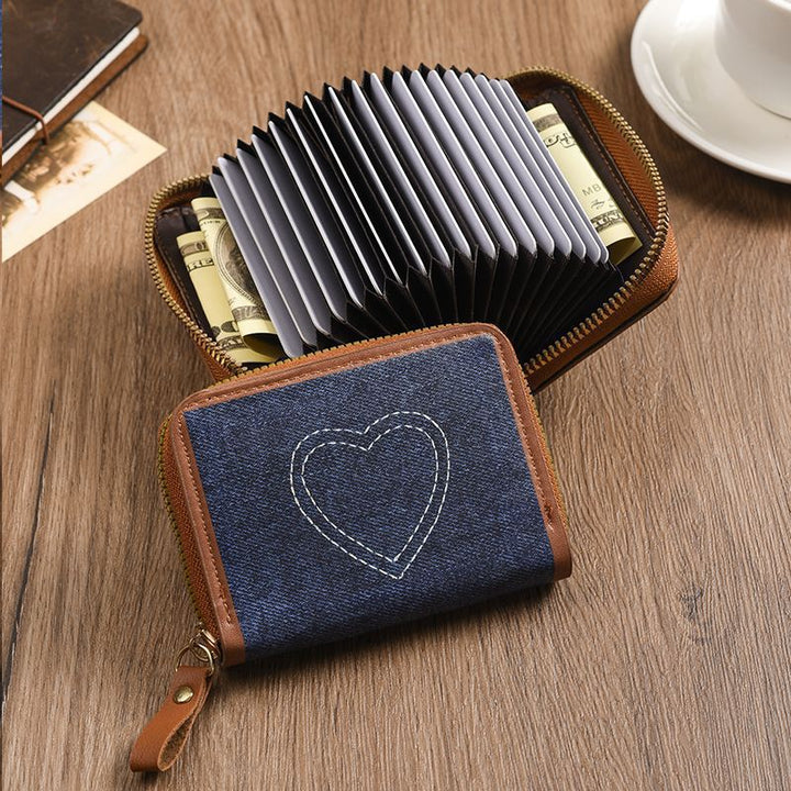 Zip-Around Denim Heart Coin Wallet Stornfield