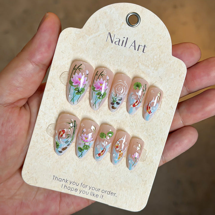 Artistic Floral Press-On Nail Set Stornfield