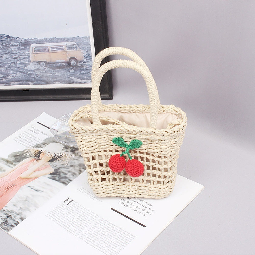 Basket bag with hand-knotted appliqués Stornfield