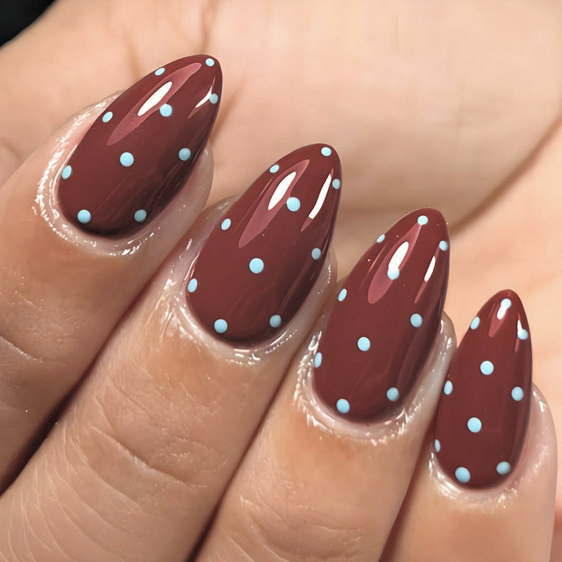 Acrylic nail set with elegant polka dot patterns Stornfield
