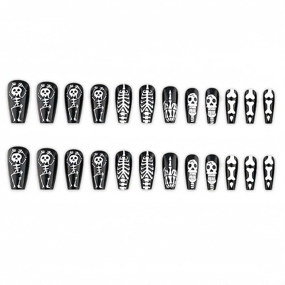Art Nail Set with Skeleton Designs Stornfield
