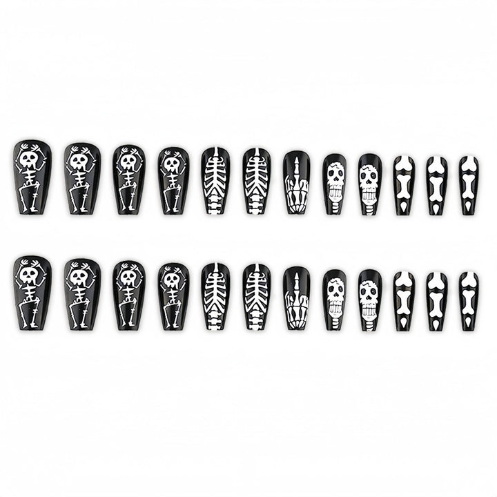 Art Nail Set with Skeleton Designs Stornfield
