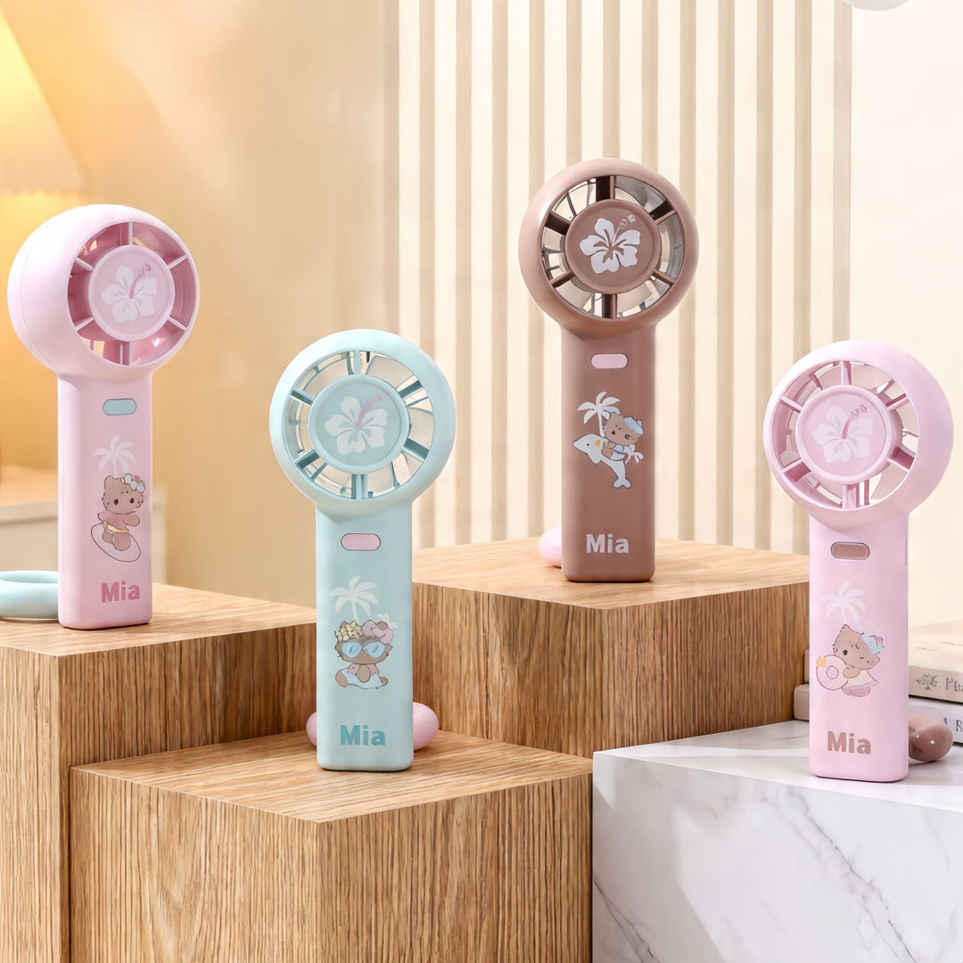 Women's Portable Handheld Fan with Ergonomic Design and Cute Stornfield  Motif