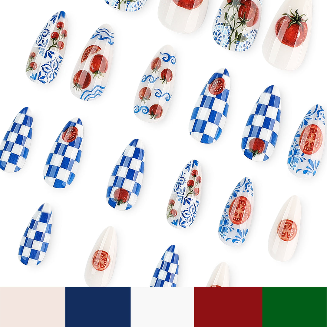 Artistic Stiletto Nails with Cheerful Tomato Design Stornfield