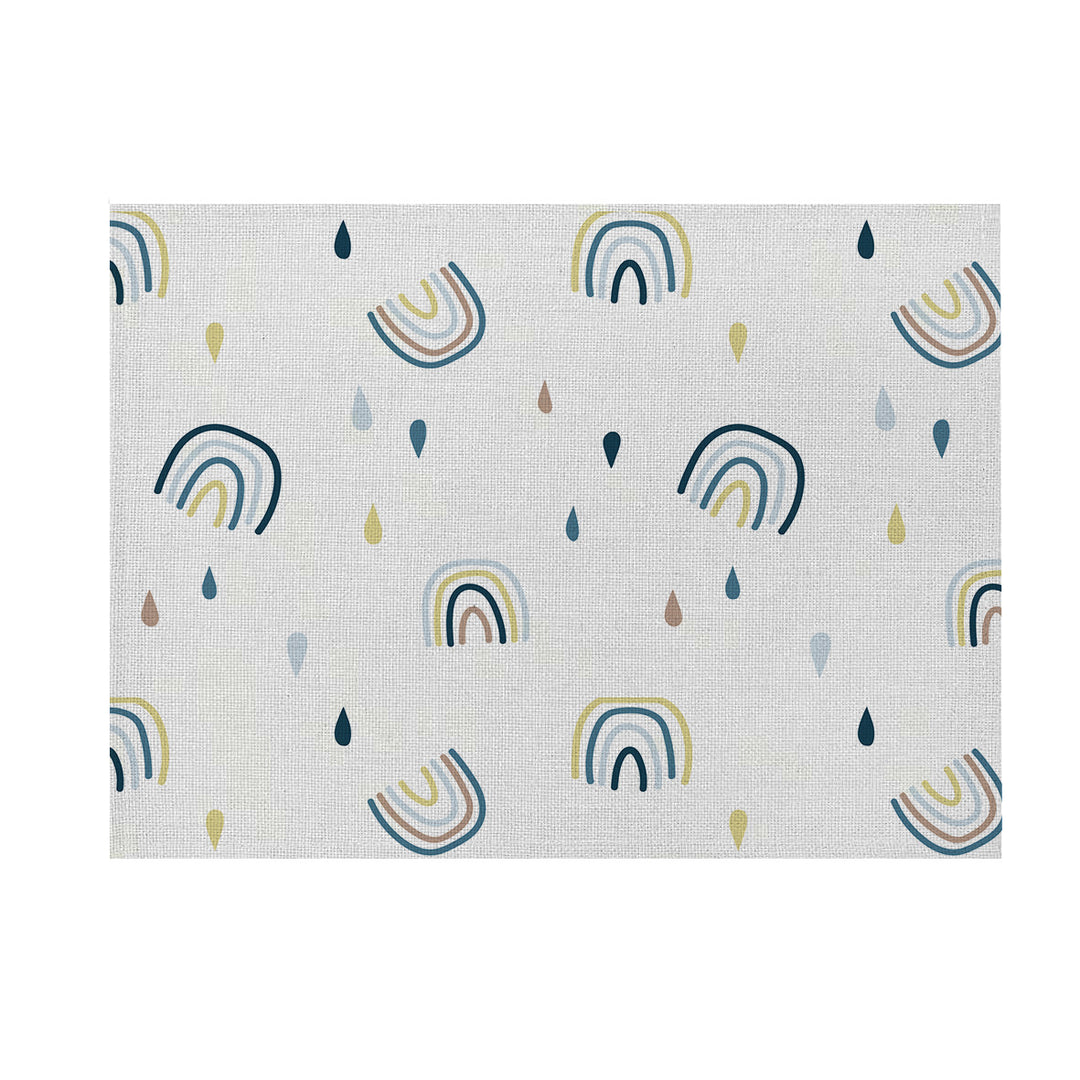 Modern Geometric Linen-Texture Canvas Wall Art Print
