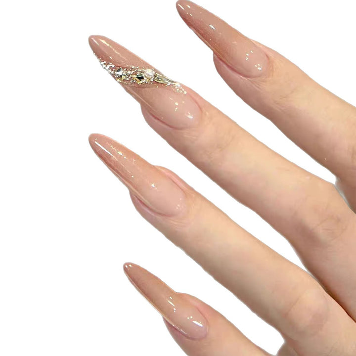 Elegant Stiletto-Style Press-On Nails with Gemstone Accents Stornfield