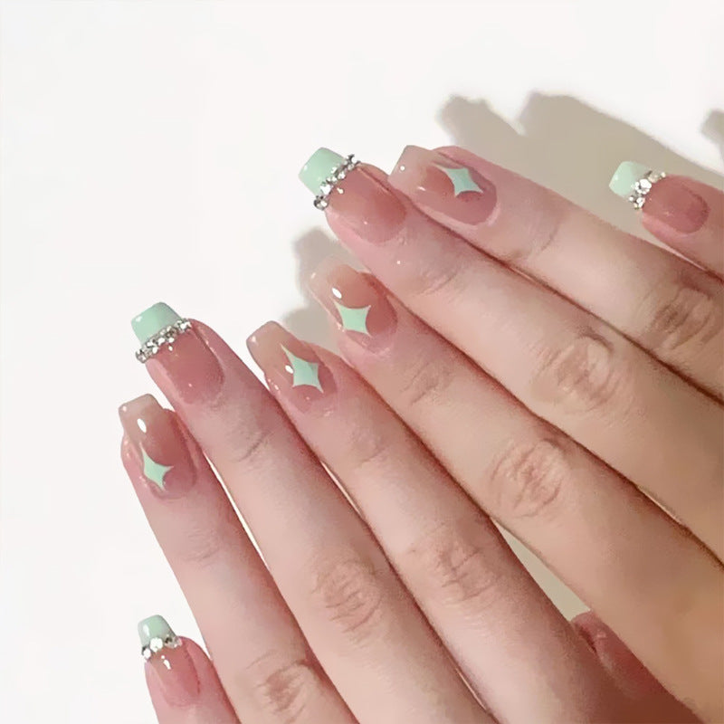 Acrylic nail set with elegant geometric decorations Stornfield
