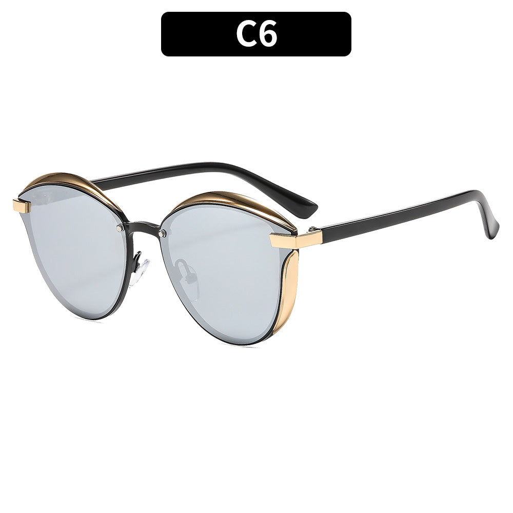 Artistic Oversized Round Frame Sunglasses