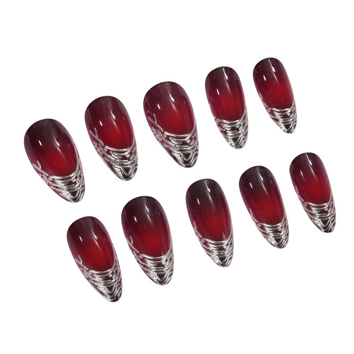 Artificial Nails Set with Elegant Ombre and Rose Designs Stornfield