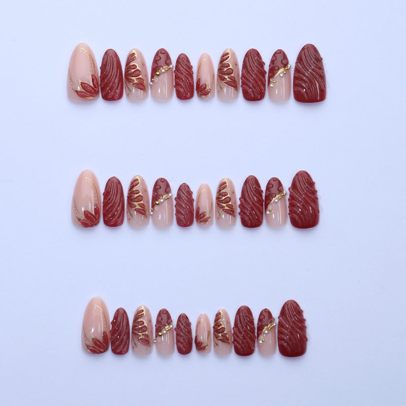 Elegant 3D Decorative Press-On Nail Set
