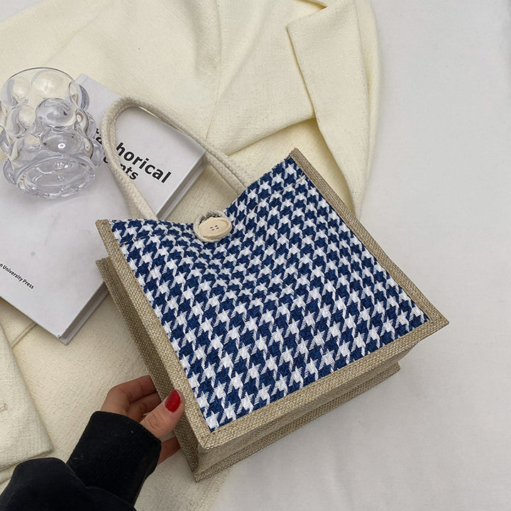 Handcrafted Houndstooth Tote Bag