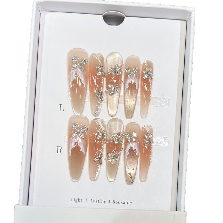 Decorative Rhinestone-Embellished Stiletto Press-On Nail Set Stornfield