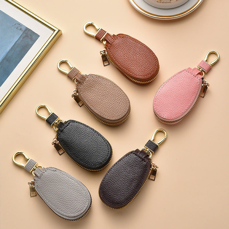 Compact Textured Leather Keychain Pouch Stornfield