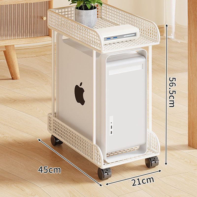 Under-Desk Rolling PC Tower Stand with Mesh Tray and Locking Casters