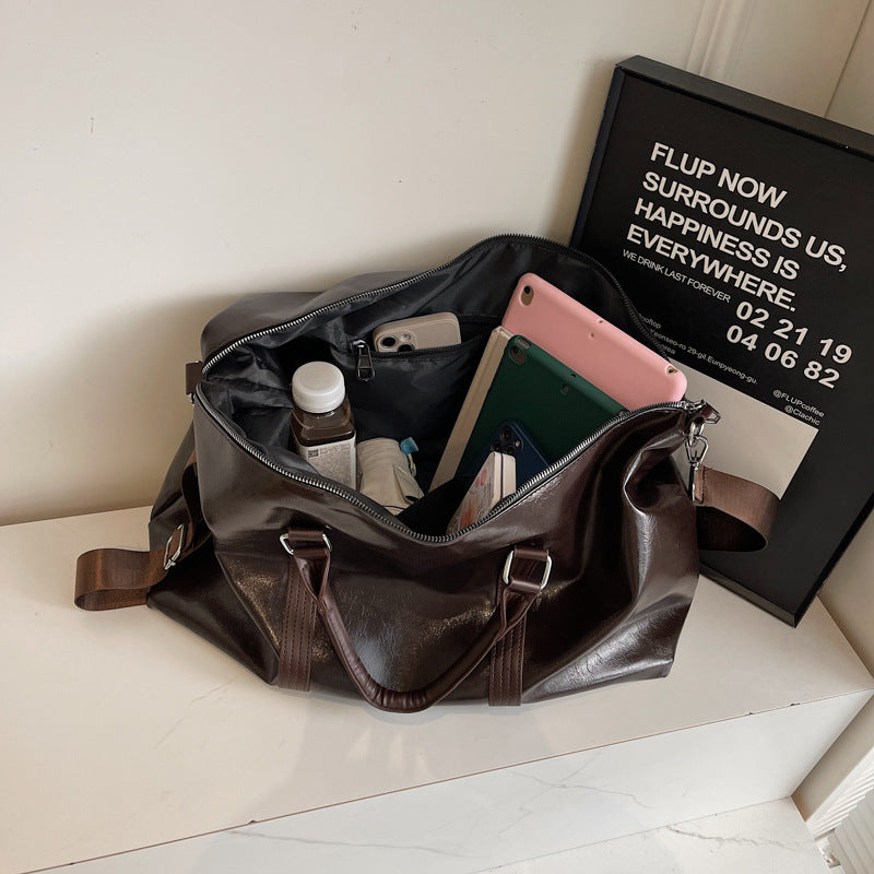 Sleek Leather Travel Duffel
