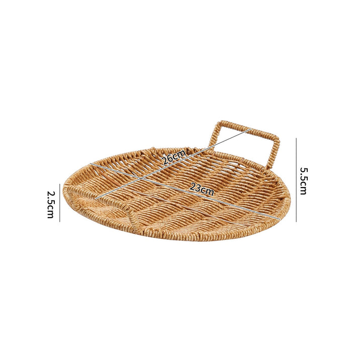 Handwoven Round Serving Tray with Ergonomic Handles Stornfield