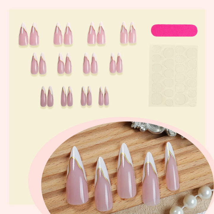Artificial nail set with elegant gold edge Stornfield