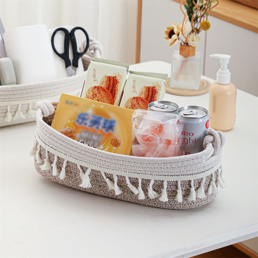 Women Versatile Storage Basket with Tassel Decoration Stornfield