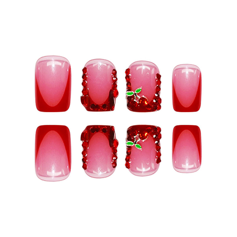 Artistic Press-On Nail Set with Floral Embellishments Stornfield