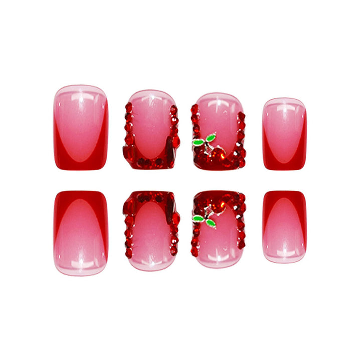 Artistic Press-On Nail Set with Floral Embellishments Stornfield