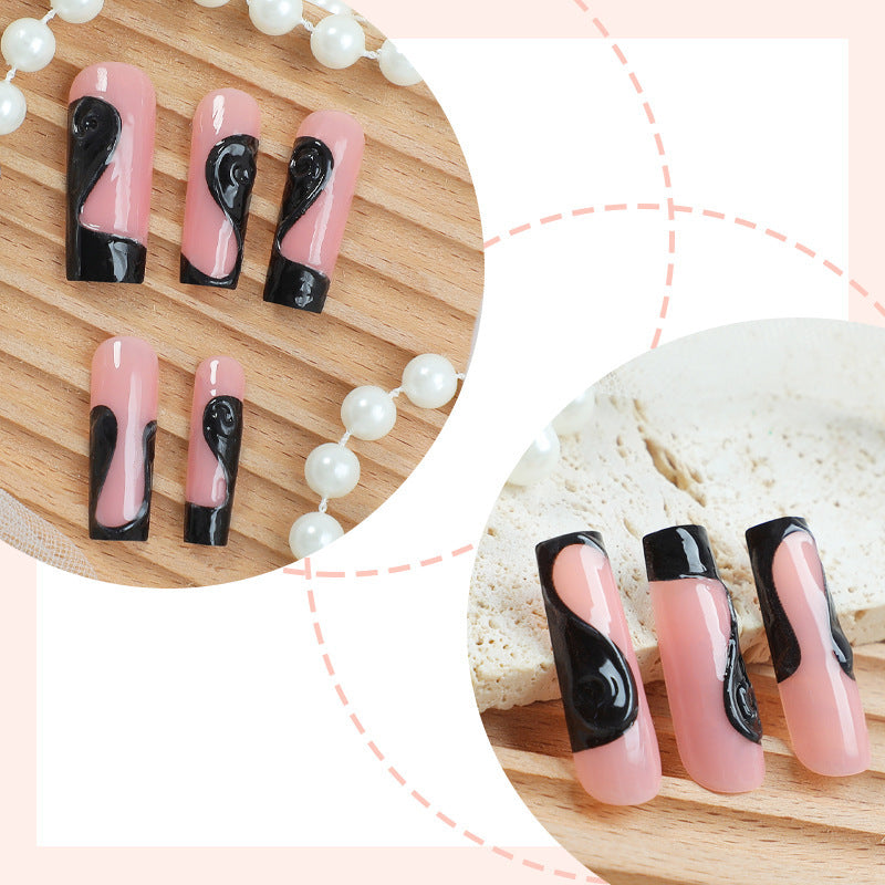 Artistic Gel Press-On Nail Set with Dripping Design Stornfield