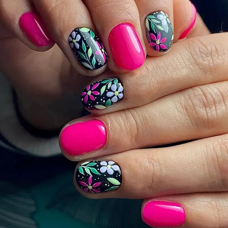 Floral Themed Acrylic Nail Art Stornfield