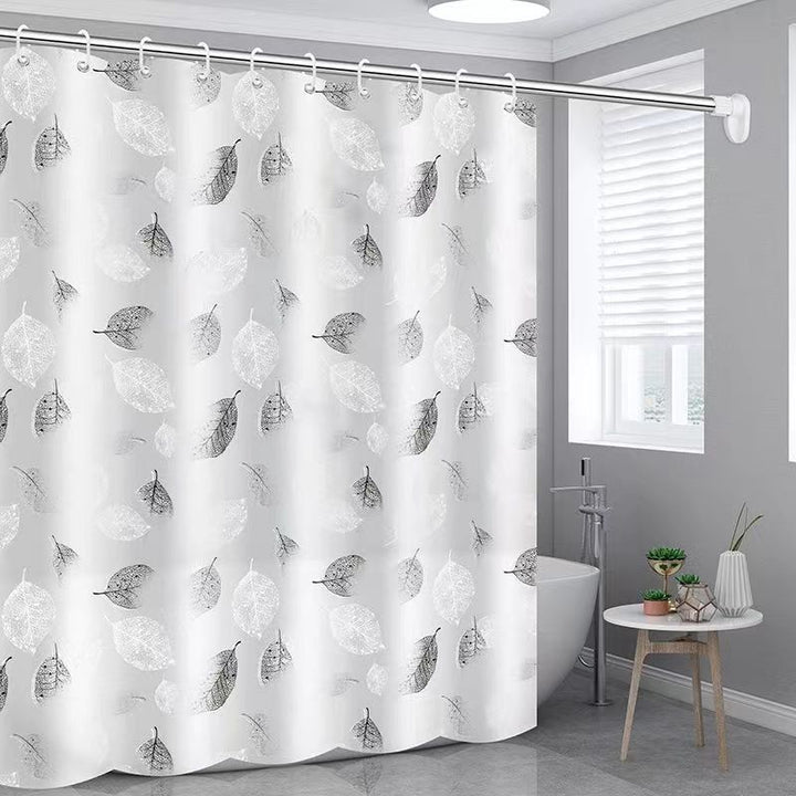 Elegant Leaf Print Bathroom Shower Curtain Stornfield