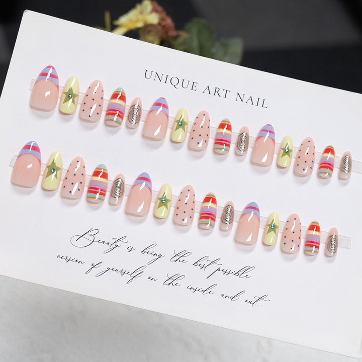 Artistic Multi-Pattern Press-On Nails