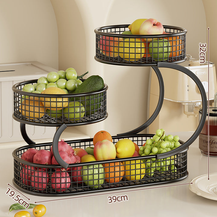 Three-Tier Metal Kitchen Fruit and Vegetable Storage Organizer