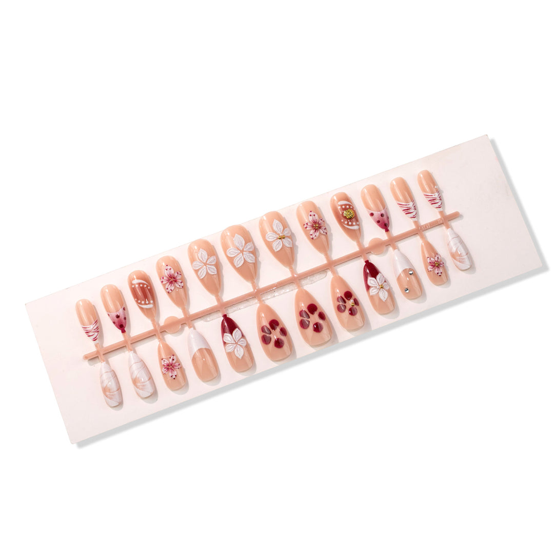 Artistic Floral-Decorated Press-On Nails