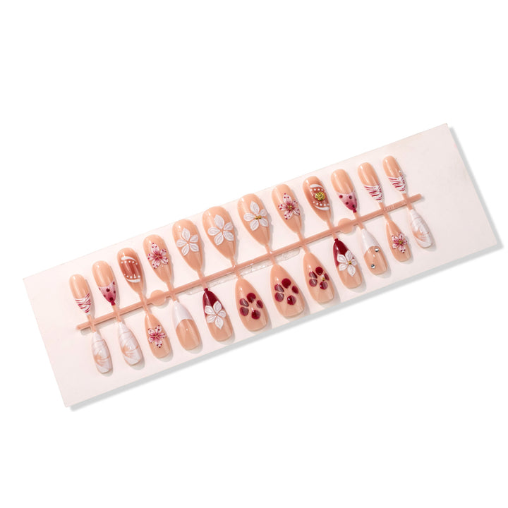 Artistic Floral-Decorated Press-On Nails