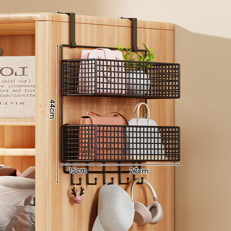 Over-the-Door Multi-Tier Metal Grid Hanging Storage Organizer