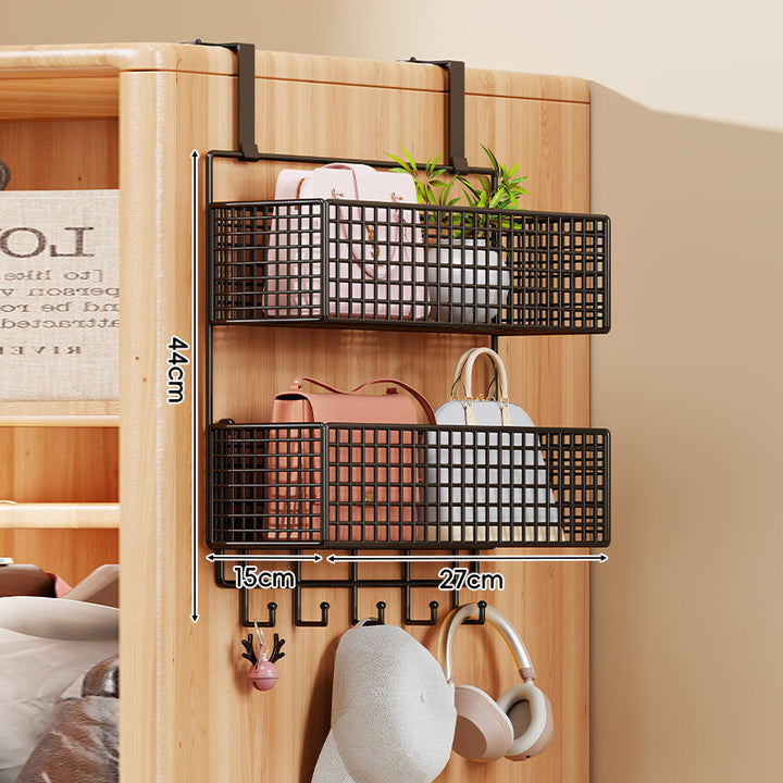 Over-the-Door Multi-Tier Metal Grid Hanging Storage Organizer