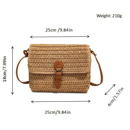Handbag made of woven natural material with leather accents Stornfield
