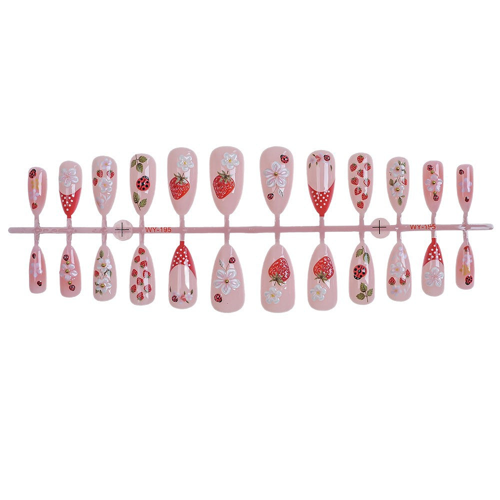 Whimsical Strawberry-Themed Press-On Nails Stornfield