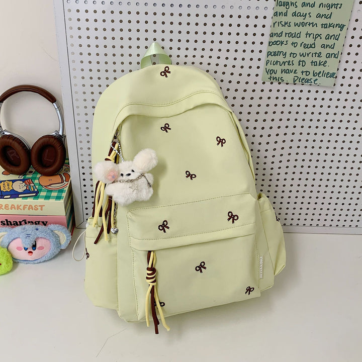 Backpack with Charming Bow Design and Practical Compartments Stornfield