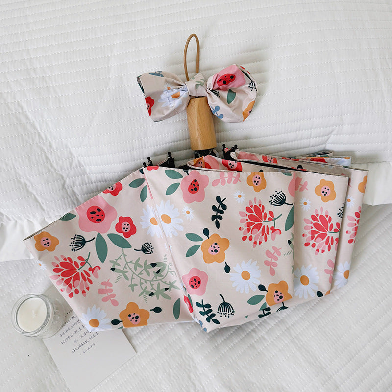 Ladies Folding Umbrella with Floral Design and Cute Details Stornfield
