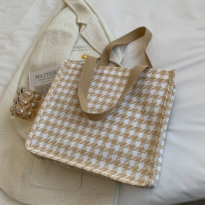 Charming Houndstooth Patterned Tote Bag