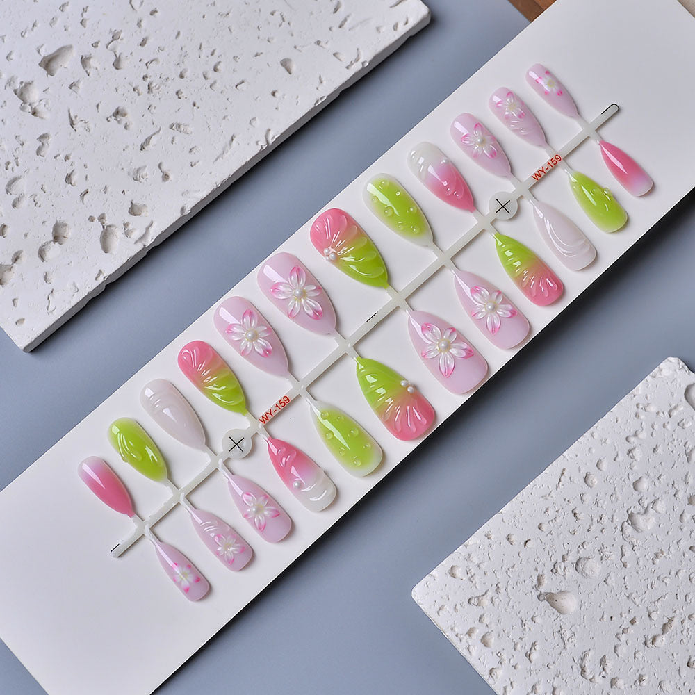 Decorative Floral Artisan Press-On Nails Stornfield
