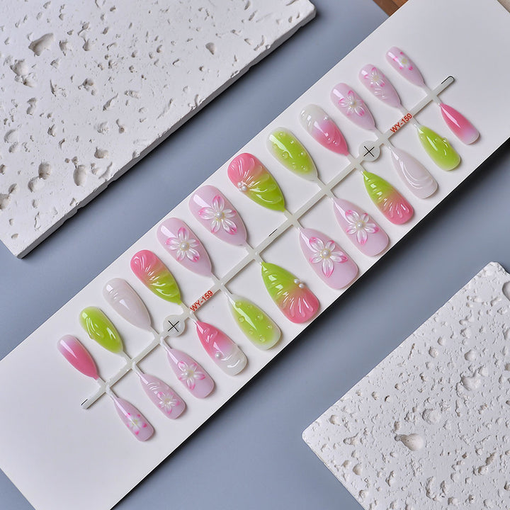 Decorative Floral Artisan Press-On Nails Stornfield