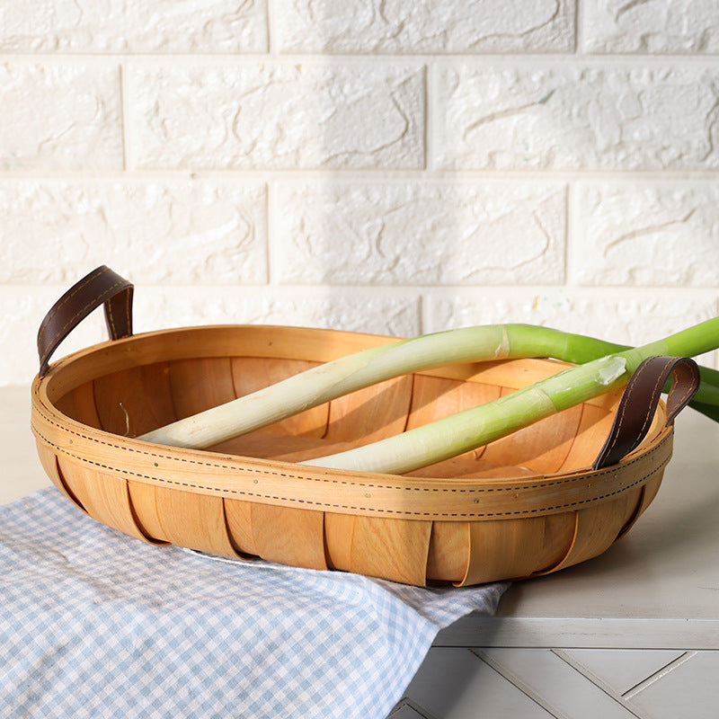Unisex Handcrafted Basket with Leather Handles Stornfield