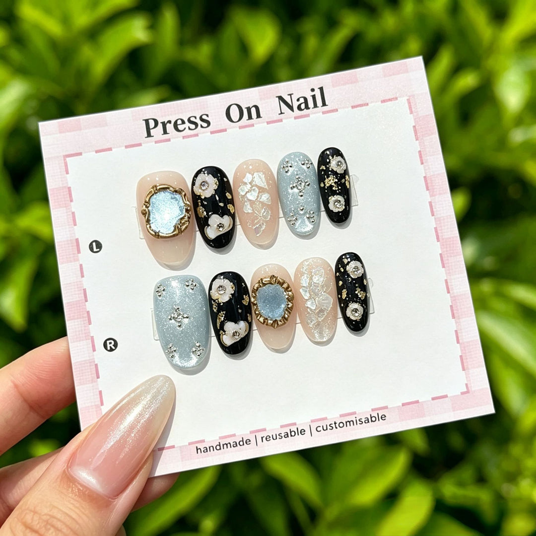 Artistic Floral Press-On Nail Set  1791773803