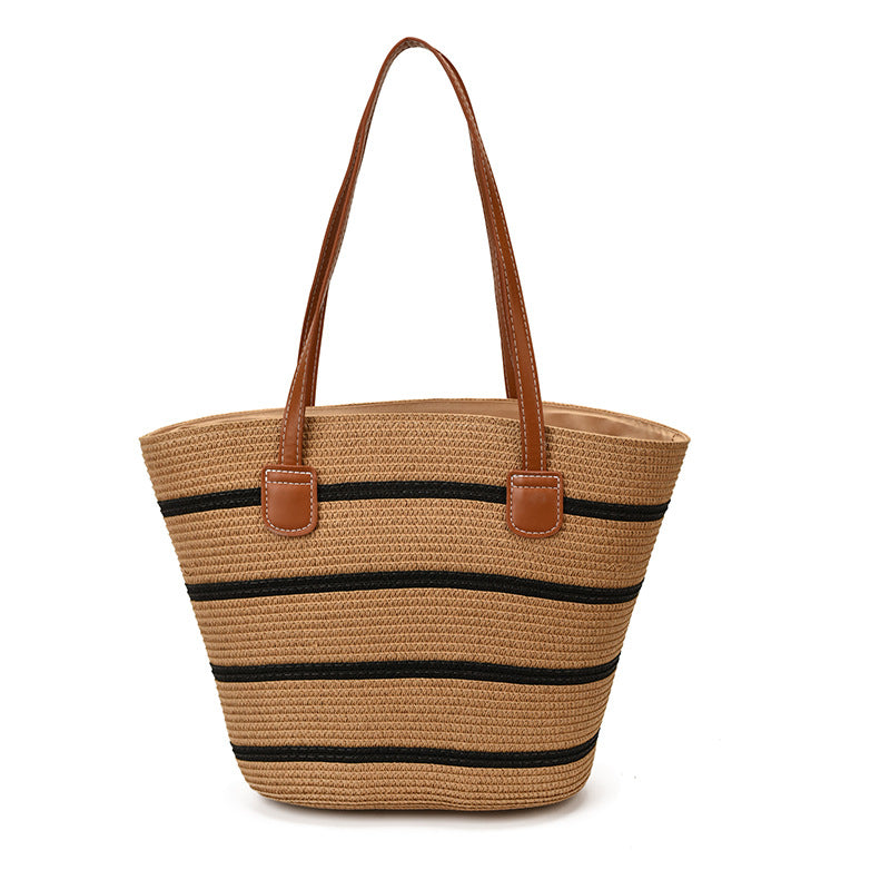 Woven Straw Beach Tote Bag