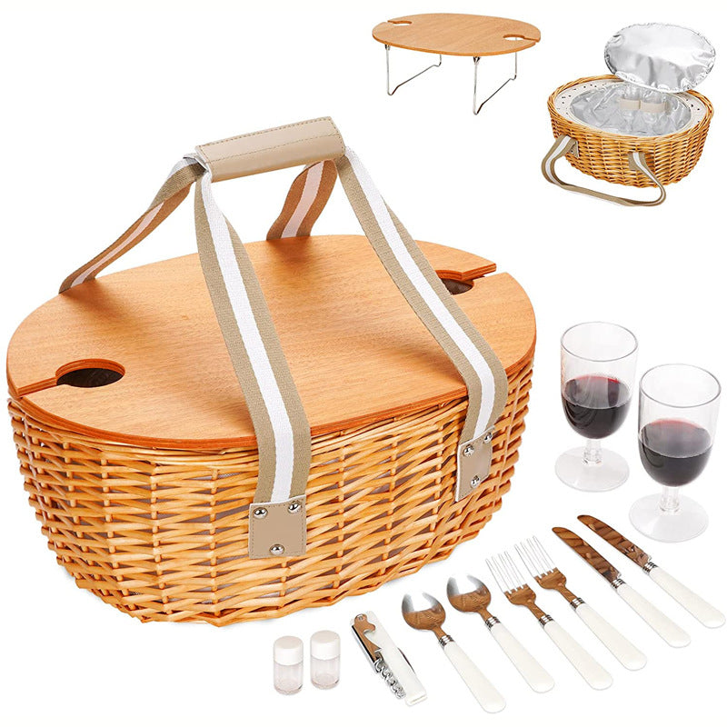 Ladies picnic basket with integrated cooling system and extensive dish set Stornfield