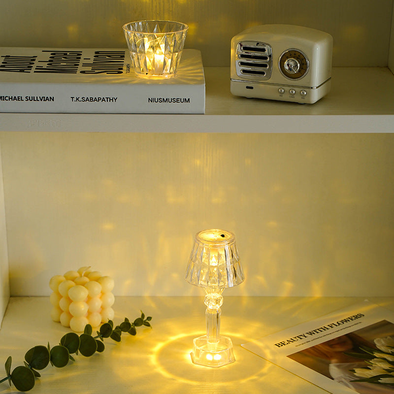 Faceted Crystal-Style Tea Light Candle Holder for Ambient Votive Lighting