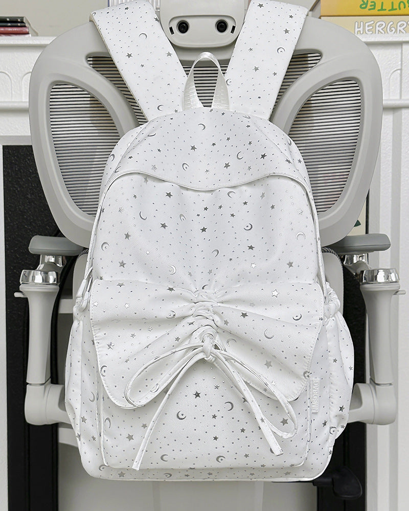 Starry Print Bow-Detail Backpack Stornfield